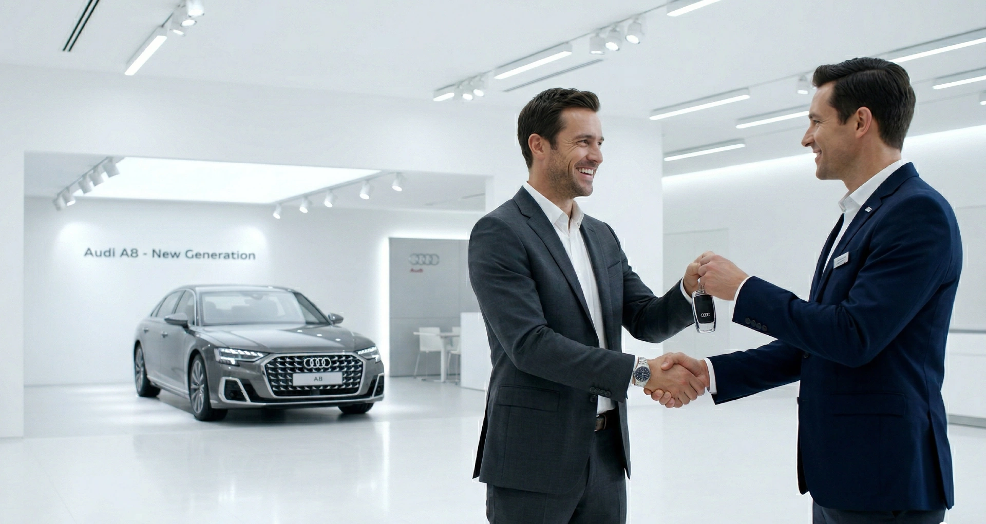 Primopredaja ključeva novog Audi A8 u salonu — pravi trenutak za keramičku zaštitu u LaserWash Rumenka