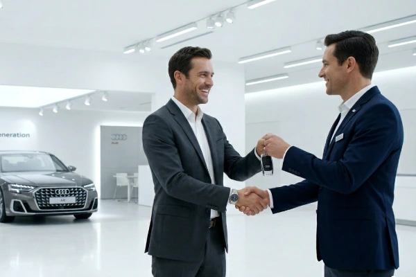 Primopredaja ključeva novog Audi A8 u salonu — pravi trenutak za keramičku zaštitu u LaserWash Rumenka