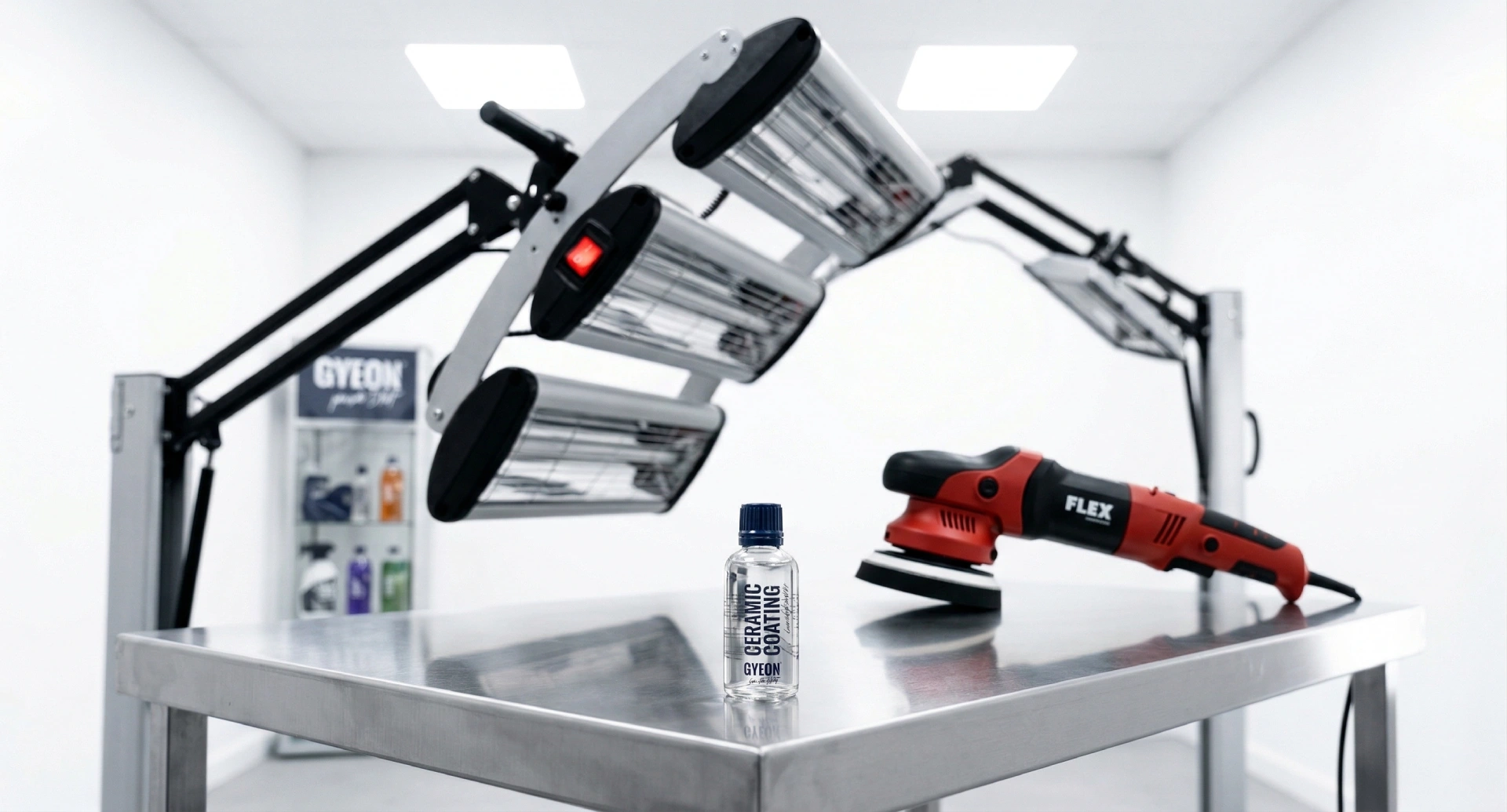 IC lampe za stabilizaciju, Gyeon keramička zaštita i Flex polirka — oprema LaserWash Rumenka detailing studija